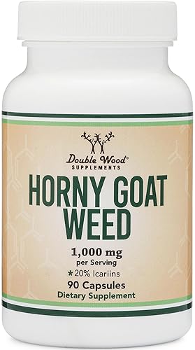 DOUBLE WOOD SUPPLEMENTS HORNY GOAT WEED 1000MG 20 ICARIINS, MAX STRENGTH, 90 CAPSULES, FOR MEN WOMEN,