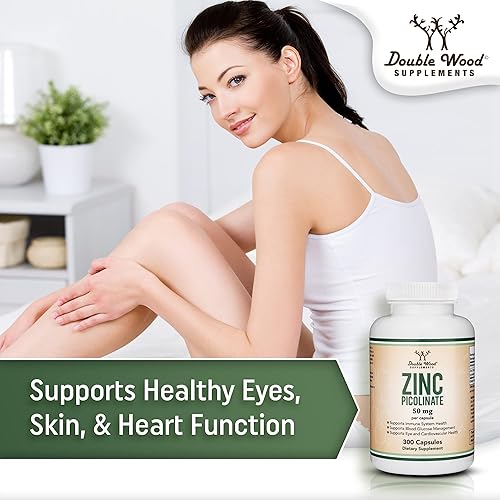 DOUBLE WOOD SUPPLEMENTS ZINC PICOLINATE 50MG 300 CAPSULES, IMMUNE SUPPORT, NON-GMO, GLUTEN FREE, 300-DAY SUPPLY