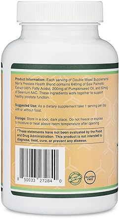 DOUBLE WOOD SUPPLEMENTS PROSTATE SUPPORT SUPPLEMENT FOR MEN SAW PALMETTO, PUMPKIN SEED OIL, SELENIUM 120 CAPSULES