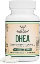 DOUBLE WOOD SUPPLEMENTS DHEA 100MG CAPSULES 180 COUNT, MAX STRENGTH, 6 MONTH SUPPLY, HORMONE BALANCE, THIRD-PARTY TESTED