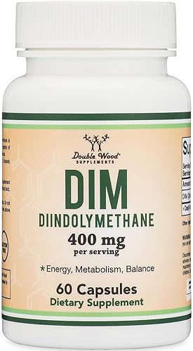 DOUBLE WOOD SUPPLEMENTS DIM SUPPLEMENT 400MG FOR HORMONE BALANCE, ESTROGEN BLOCKER ACNE SUPPORT, 60 CAPSULES