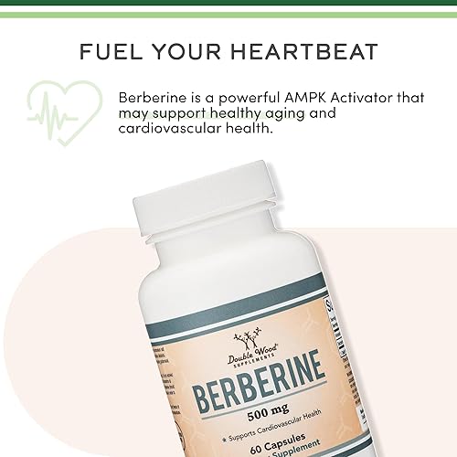 DOUBLE WOOD SUPPLEMENTS BERBERINE HCL 500MG - 60 VEGAN CAPSULES, NON-GMO, GLUTEN FREE, AMPK ACTIVATOR FOR HEART HEALTH