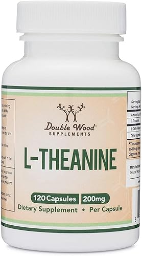 DOUBLE WOOD SUPPLEMENTS L-THEANINE 200MG DOUBLE STRENGTH SLEEP SUPPORT RELAXATION, 120 VEGAN CAPSULES, GLUTEN FREE