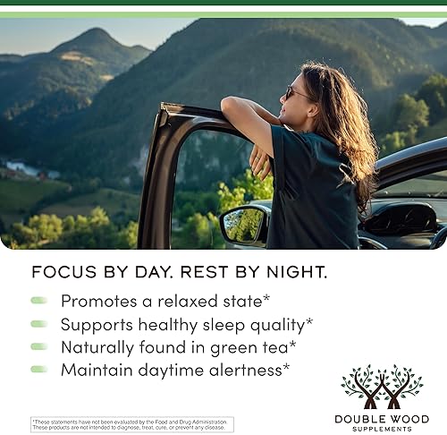 DOUBLE WOOD SUPPLEMENTS L-THEANINE 200MG DOUBLE STRENGTH SLEEP SUPPORT RELAXATION, 120 VEGAN CAPSULES, GLUTEN FREE