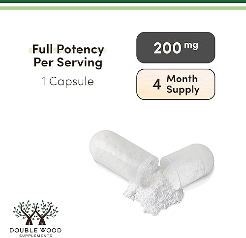 DOUBLE WOOD SUPPLEMENTS L-THEANINE 200MG DOUBLE STRENGTH SLEEP SUPPORT RELAXATION, 120 VEGAN CAPSULES, GLUTEN FREE