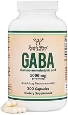 DOUBLE WOOD SUPPLEMENTS GABA SUPPLEMENT 1000MG 300 VEGAN CAPSULES FOR CALM, RELAXATION SLEEP SUPPORT NON-GMO, GLUTEN FREE