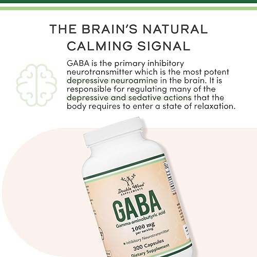 DOUBLE WOOD SUPPLEMENTS GABA SUPPLEMENT 1000MG 300 VEGAN CAPSULES FOR CALM, RELAXATION SLEEP SUPPORT NON-GMO, GLUTEN FREE