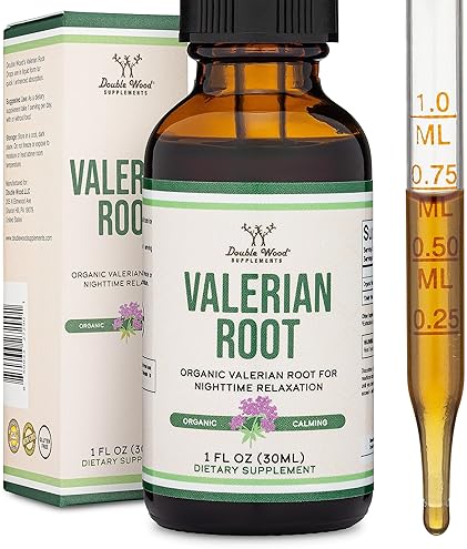 DOUBLE WOOD SUPPLEMENTS VALERIAN ROOT DROPS FOR SLEEP ORGANIC TINCTURE EXTRACT 168MG, 1OZ, RELAXATION SUPPLEMENT