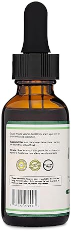 DOUBLE WOOD SUPPLEMENTS VALERIAN ROOT DROPS FOR SLEEP ORGANIC TINCTURE EXTRACT 168MG, 1OZ, RELAXATION SUPPLEMENT