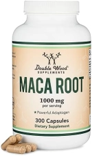 DOUBLE WOOD SUPPLEMENTS MACA ROOT CAPSULES 1000MG 300 COUNT, BLACK RED YELLOW, PERUVIAN GROWN, FOR ENERGY PERFORMANCE