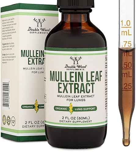 DOUBLE WOOD SUPPLEMENTS MULLEIN LEAF DROPS FOR LUNG RESPIRATORY HEALTH 2OZ LIQUID SUPPLEMENT, 60 SERVINGS