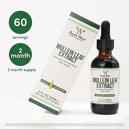 DOUBLE WOOD SUPPLEMENTS MULLEIN LEAF DROPS FOR LUNG RESPIRATORY HEALTH 2OZ LIQUID SUPPLEMENT, 60 SERVINGS