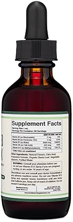 DOUBLE WOOD SUPPLEMENTS LIQUID VITAMIN B COMPLEX SUPPLEMENT, MAX ABSORPTION, B3 B6 B7 B9 B12, CHERRY, 2OZ, 2 MONTH SUPPLY
