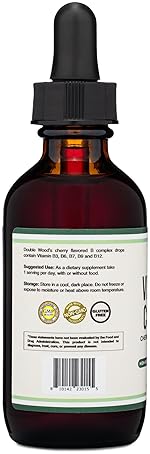 DOUBLE WOOD SUPPLEMENTS LIQUID VITAMIN B COMPLEX SUPPLEMENT, MAX ABSORPTION, B3 B6 B7 B9 B12, CHERRY, 2OZ, 2 MONTH SUPPLY