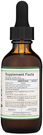 DOUBLE WOOD SUPPLEMENTS ORGANIC TURMERIC CURCUMIN DROPS WITH BLACK PEPPER, GINGER HERBS 1180MG, 2OZ, JOINT SUPPORT