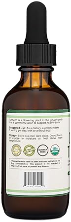 DOUBLE WOOD SUPPLEMENTS ORGANIC TURMERIC CURCUMIN DROPS WITH BLACK PEPPER, GINGER HERBS 1180MG, 2OZ, JOINT SUPPORT