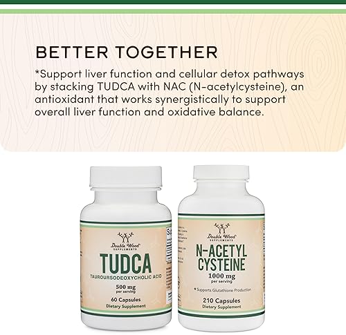 DOUBLE WOOD SUPPLEMENTS TUDCA BILE SALTS 500MG LIVER GALLBLADDER CLEANSE SUPPLEMENT 60 CAPSULES