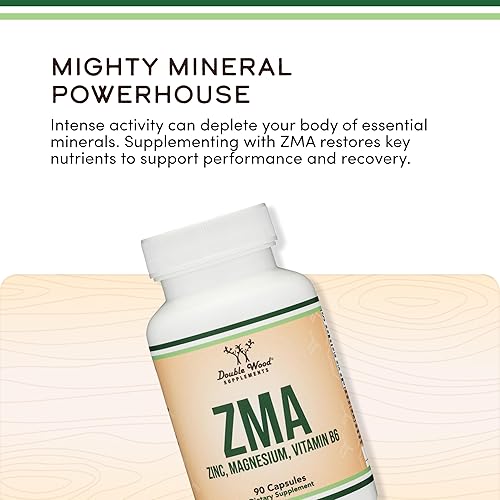 DOUBLE WOOD SUPPLEMENTS ZMA SUPPLEMENT 501MG ZINC, MAGNESIUM, B6 FOR MEN WOMEN, 90 CAPSULES