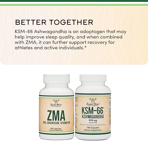 DOUBLE WOOD SUPPLEMENTS ZMA SUPPLEMENT 501MG ZINC, MAGNESIUM, B6 FOR MEN WOMEN, 90 CAPSULES