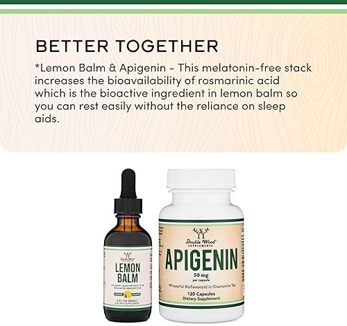 DOUBLE WOOD SUPPLEMENTS ORGANIC LEMON BALM TINCTURE 590MG 2OZ LIQUID EXTRACT FOR DIGESTION RELAXATION, 120 SERVINGS