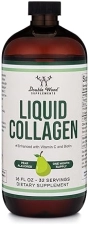 DOUBLE WOOD SUPPLEMENTS LIQUID COLLAGEN 2500MG WITH BIOTIN, GRASSFED TYPE 1 3, SUGAR FREE, PEAR FLAVOR 32 SERVINGS