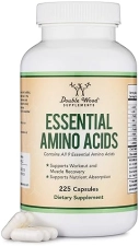 DOUBLE WOOD SUPPLEMENTS ESSENTIAL AMINO ACIDS BCAAS CAPSULES 225 COUNT, 1G PER SERVING, GLUTEN FREE