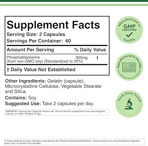 DOUBLE WOOD SUPPLEMENTS PHOSPHATIDYLSERINE 300MG SUPPLEMENT 120 CAPSULES BRAIN MEMORY SUPPORT BY DOUBLE WOOD
