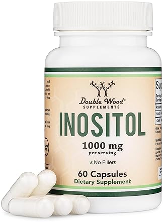 DOUBLE WOOD SUPPLEMENTS MYO-INOSITOL 1000MG CAPSULES FOR WOMEN 60 VEGAN, GLUTEN-FREE, FILLER-FREE BY DOUBLE WOOD