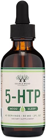 DOUBLE WOOD SUPPLEMENTS 5-HTP LIQUID DROPS 50MG FAST ABSORPTION SEROTONIN SUPPLEMENT FOR MOOD SLEEP, 60 SERVINGS