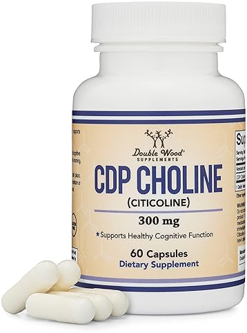 DOUBLE WOOD SUPPLEMENTS CDP CHOLINE CITICOLINE 300MG PHARMACEUTICAL GRADE SUPPLEMENT, 60 CAPSULES, THIRD-PARTY TESTED