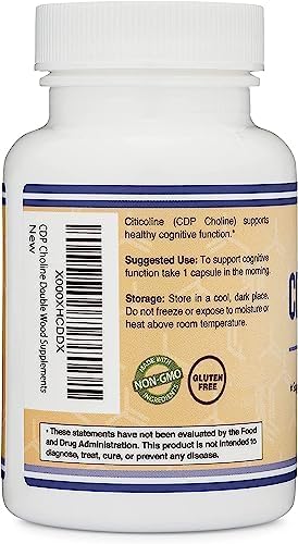 DOUBLE WOOD SUPPLEMENTS CDP CHOLINE CITICOLINE 300MG PHARMACEUTICAL GRADE SUPPLEMENT, 60 CAPSULES, THIRD-PARTY TESTED