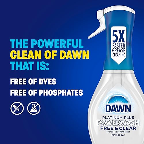 DAWN FREE CLEAR POWERWASH DISH SPRAY REFILL, PEAR SCENT, 16OZ, 6 PACK DISH SOAP CLEANER