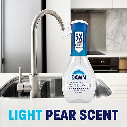 DAWN FREE CLEAR POWERWASH DISH SPRAY REFILL, PEAR SCENT, 16OZ, 6 PACK DISH SOAP CLEANER