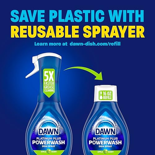 DAWN PLATINUM POWERWASH DISH SPRAY REFILL, APPLE SCENT, 16 FL OZ, PACK OF 6 DISH SOAP LIQUID