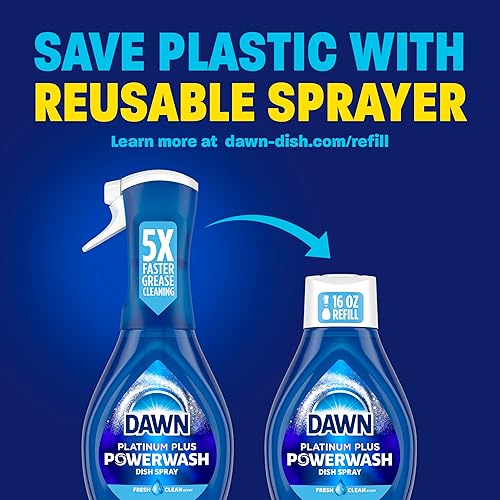 DAWN POWERWASH FRESH DISH SPRAY REFILL, LIQUID DISH SOAP DETERGENT, 2 PACK, 43 FL OZ