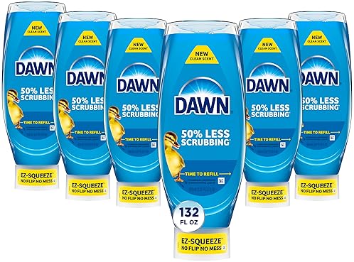 DAWN ULTRA EZ-SQUEEZE DISH SOAP, ORIGINAL, GREASE REMOVAL, 6-PACK UPSIDE DOWN 22OZ BOTTLES