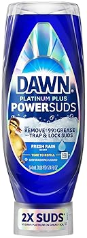 DAWN PLATINUM PLUS POWERSUDS DISH SOAP, GREASE REMOVAL, FRESH RAIN, 2X17.4OZ EZ-SQUEEZE BUNDLE