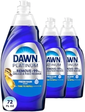 DAWN PLATINUM DISH SOAP, FRESH RAIN SCENT, 3-PACK, 24 OZ BOTTLES, POWERFUL DISHWASHING LIQUID