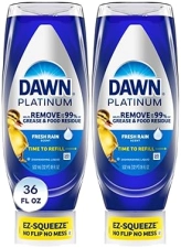 DAWN PLATINUM EZ-SQUEEZE DISH SOAP, FRESH RAIN SCENT, 2 PACK 18OZ BOTTLES, DISHWASHING LIQUID