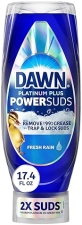 DAWN PLATINUM PLUS POWERSUDS LIQUID DISH SOAP, 17.4 OZ EZ-SQUEEZE BOTTLE, POWERFUL GREASE REMOVAL
