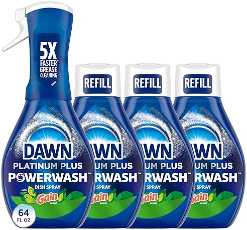 DAWN POWERWASH DISH SPRAY STARTER KIT 3 GAIN ORIGINAL REFILLS, 64OZ TOTAL, LIQUID DISH SOAP