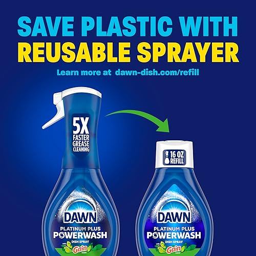 DAWN POWERWASH DISH SPRAY STARTER KIT 3 GAIN ORIGINAL REFILLS, 64OZ TOTAL, LIQUID DISH SOAP