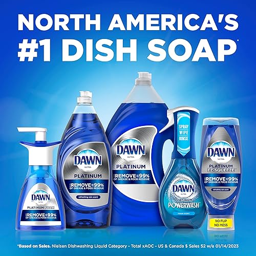 DAWN PLATINUM DISHWASHING LIQUID, GREASE REMOVAL SOAP, FRESH RAIN SCENT, 2 PACK 54.8OZ EACH