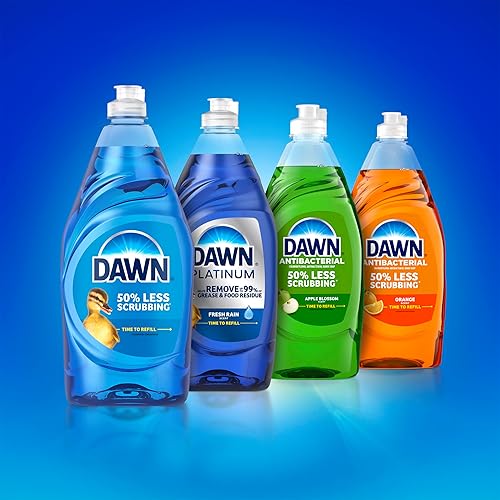 DAWN PLATINUM DISH SOAP, FRESH RAIN SCENT, 24OZ BOTTLES, PACK OF 3 POWERFUL DISHWASHING LIQUID