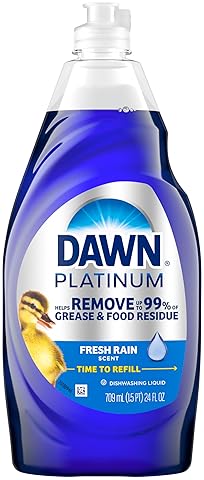 DAWN PLATINUM DISH SOAP, FRESH RAIN SCENT, 24OZ BOTTLES, PACK OF 3 POWERFUL DISHWASHING LIQUID