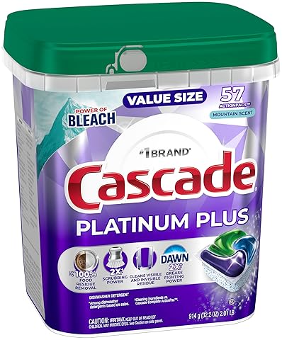 CASCADE PLATINUM PLUS DISHWASHER PODS, MOUNTAIN SCENT, 57 COUNT POWERFUL DISHWASHER DETERGENT