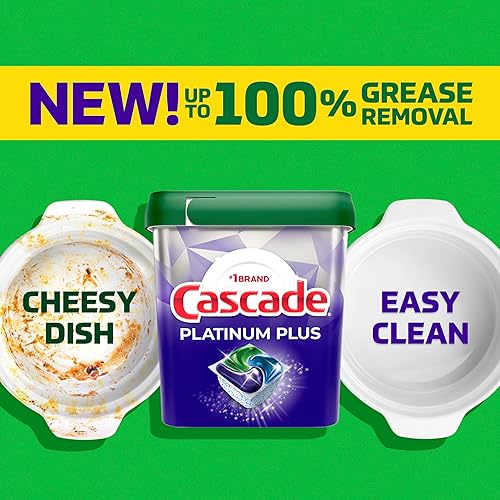 CASCADE PLATINUM PLUS DISHWASHER PODS, MOUNTAIN SCENT, 47 COUNT POWERFUL DISHWASHER DETERGENT