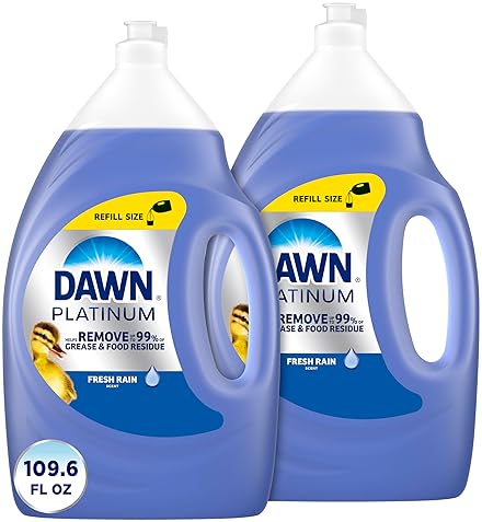 DAWN PLATINUM DISHWASHING LIQUID SOAP, FRESH RAIN SCENT, GREASE REMOVAL, 2-PACK 54.8OZ EACH