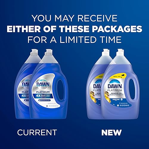 DAWN PLATINUM DISHWASHING LIQUID SOAP, FRESH RAIN SCENT, GREASE REMOVAL, 2-PACK 54.8OZ EACH