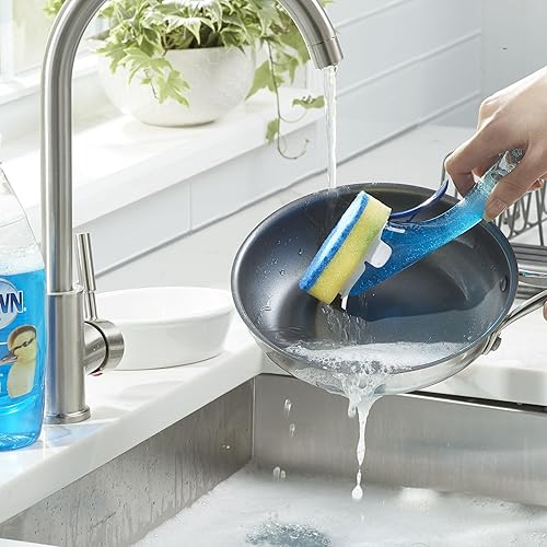 DAWN NO-DRIP FILLABLE DISHWAND, NON-SCRATCH SPONGE, CLEAR HANDLE, REFILLABLE SOAP DISPENSER